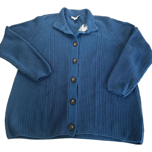 NWOT Coldwater Creek Blue Cardigan Sweater Grandmacore L petite - Picture 2 of 10
